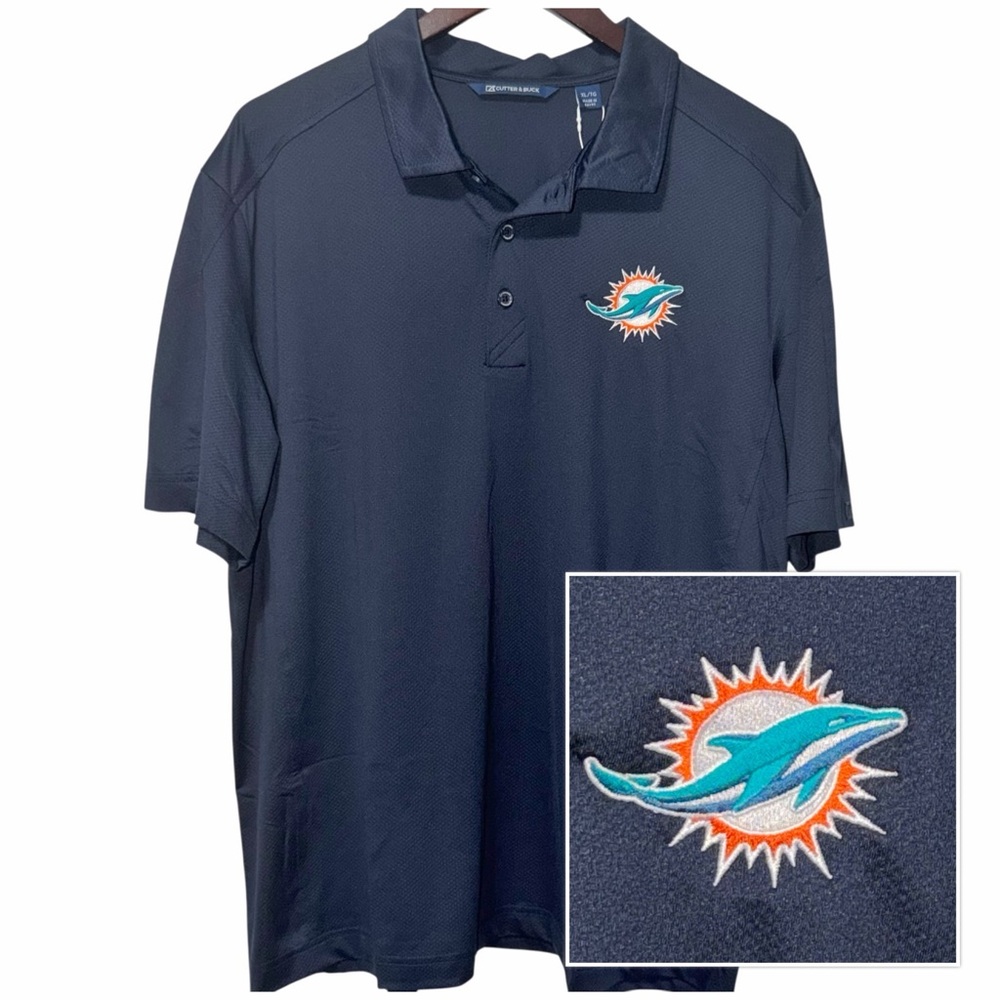 MIAMI DOLPHINS Performance Polo Shirt NFL Cutter & Buck Size XL ~ NWT